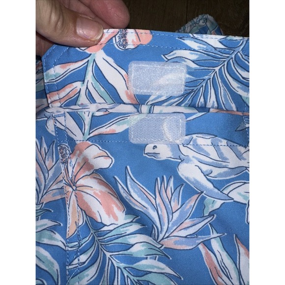 Vintage Summer Men's‎ Hawaiian Turtle Swim Shorts Mesh Brief Blue Medium - Picture 10 of 15